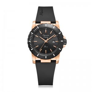 Alexandre Christie AC 6141 Rosegold Black Rubber Lady LDRBRBA